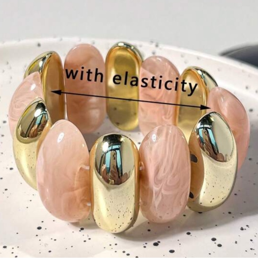 NWOT Elegant Gold and Pink Stretch Bracelet